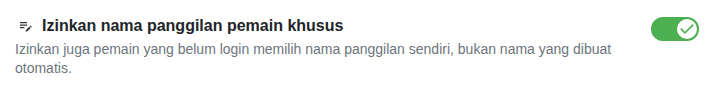 Pengaturan: nama panggilan sendiri