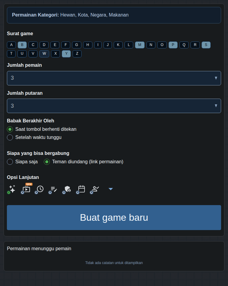 Formulir membuat permainan