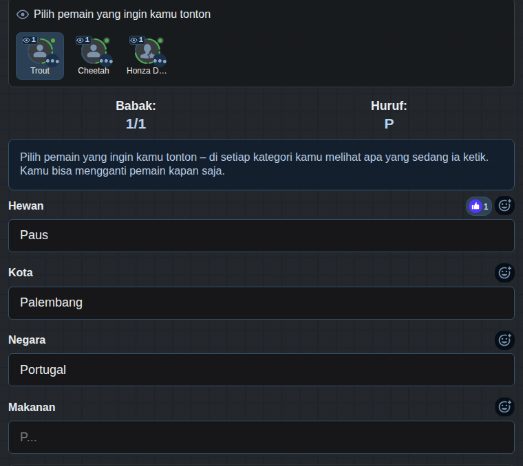 Tampilan penonton saat menulis