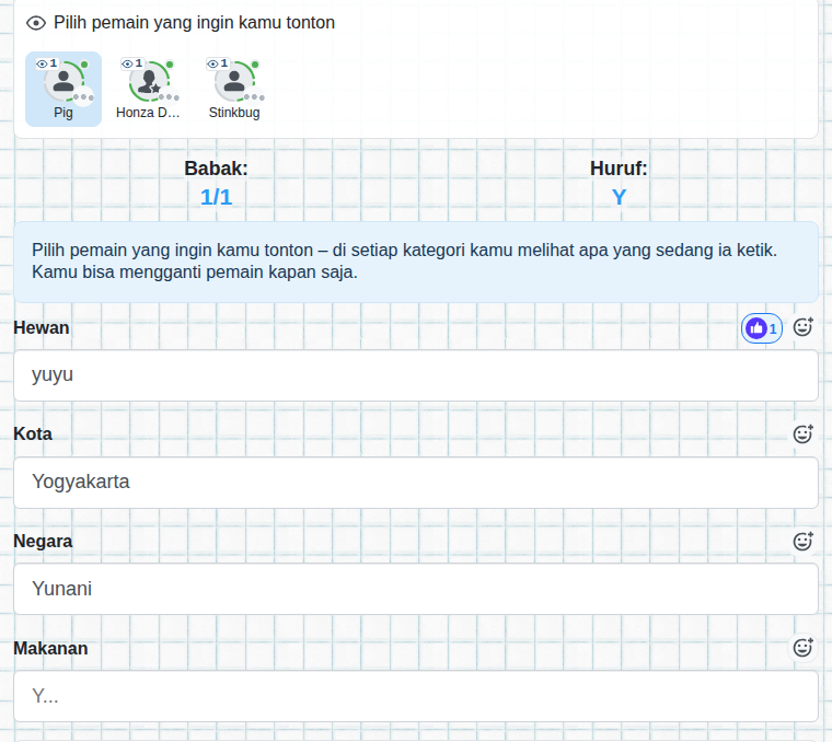 Tampilan penonton saat menulis