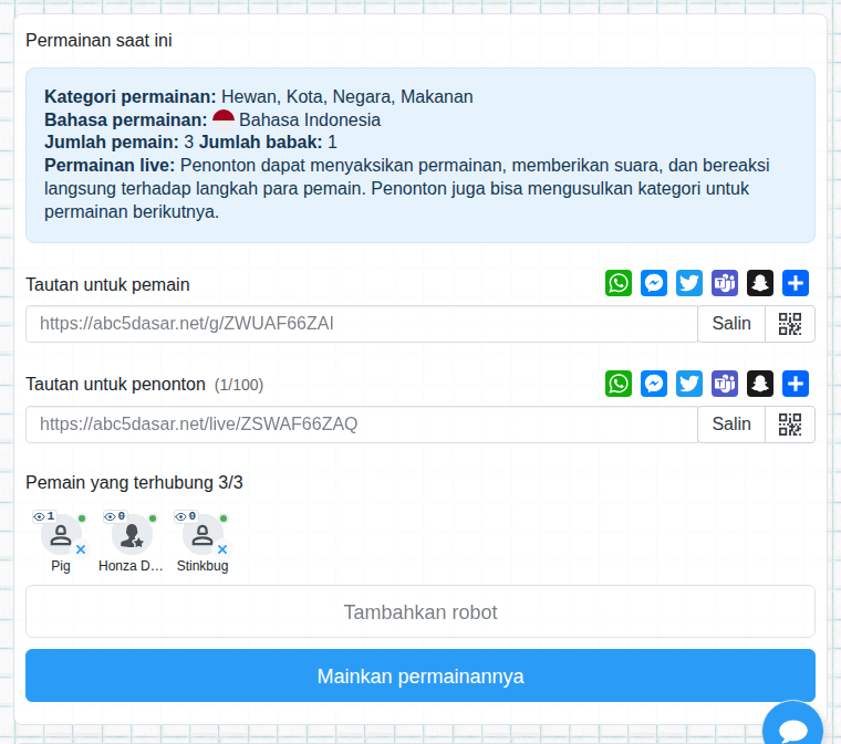 Lobi dengan tautan untuk penonton